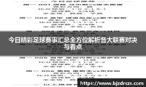 今日精彩足球赛事汇总全方位解析各大联赛对决与看点